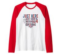 T-Shirt Amusant pour Couple avec feu d'artifice de l'indépendance du 4 Juillet Manche Raglan
