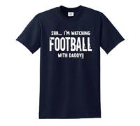T-shirt amusant pour enfants « Shh I'm Watching Football with Daddy », T-shirt bleu marine imprimé blanc, 3-4 ans