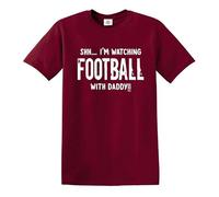 T-shirt amusant pour enfants « Shh I'm Watching Football with Daddy », T-shirt marron imprimé blanc, 7-8 ans