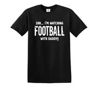 T-shirt amusant pour enfants « Shh I'm Watching Football with Daddy », T-shirt noir imprimé blanc, 3-4 ans