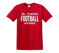 T-shirt amusant pour enfants « Shh I'm Watching Football with Daddy », T-shirt rouge imprimé blanc, 12-14 ans
