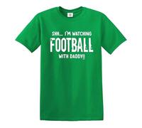 T-shirt amusant pour enfants « Shh I'm Watching Football with Daddy », T-shirt vert irlandais imprimé blanc, 9-11 ans