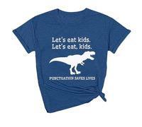 T-shirt amusant pour femme avec inscription « Eat » - Avec signe de ponctuation sauve des vies - T-shirt avec col rond - Grandes tailles - Pour loisirs, fitness, entraînement, sport - Manches courtes
