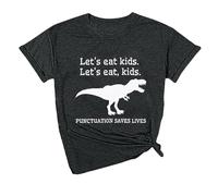 T-shirt amusant pour femme avec inscription « Eat » - Avec signe de ponctuation sauve des vies - T-shirt avec col rond - Grandes tailles - Pour loisirs, fitness, entraînement, sport - Manches courtes