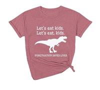 T-shirt amusant pour femme avec inscription « Eat » - Avec signe de ponctuation sauve des vies - T-shirt avec col rond - Grandes tailles - Pour loisirs, fitness, entraînement, sport - Manches courtes