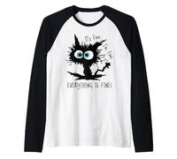 T-Shirt Amusant pour Femme avec Inscription « Its Fine Im Fine Everythings Fine » Manche Raglan