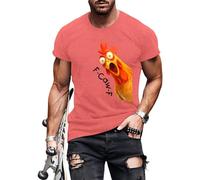 T-shirt amusant pour homme, col rond imprimé coq - T-shirt décontracté tendance vêtements d'été hauts basiques - pour les voyages, Rouge, L