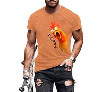 T-shirt amusant pour homme, col rond imprimé coq - T-shirt décontracté tendance vêtements d'été hauts basiques - pour les voyages, Orange, L