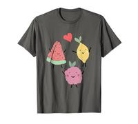 T-Shirt Amusant Rouge à la Framboise, au Citron et à la pastèque avec cœur et Amour pour la Saint-Valentin T-Shirt