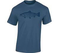 T-shirt Angel pour homme : truite et carpe - T-shirt de pêche pour homme - Cadeaux de pêche - Accessoires de pêche, Denim Bleu - Truite, XXL