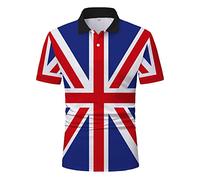 T-shirt Angleterre pour homme - Union Jack - Drapeau de la Grande-Bretagne - Polo avec drapeau du Royaume-Uni - Polo à manches courtes - Sweat-shirt d'été pour les loisirs, bleu, XL