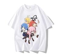 T-Shirt Anime Bocchi The Rock, T-Shirt Dessiné Mode, Cartoon Imprimé Décontracté à Manches Courtes 20-White||XX_l