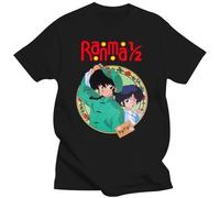 T-Shirt Anime Ranma 1/2 Poster Manga 1989 T-Shirt Homme Femme Noir Manches Courtes Mignon Imprimé-XS