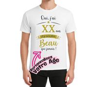 T-Shirt Anniversaire Personnalisé Homme - Oui, j’AI XX Ans et Je suis Plus Beau Que jamais - Cadeau Original - Tee-Shirt Personnalisable Fête des Pères, Anniversaire (FR/ES, Alpha/Lettres, XS, Blanc)