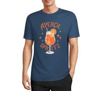 T-shirt Aperol Spritz Homme - T-shirt Aperol Spritz Femme Créatif avec Slogan Aperol, Design Rétro et Minimalisme, Parfait pour les Amateurs d'Apéritif, bleu foncé, L