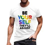 T-shirt arc-en-ciel pour homme Lesbian Gay - Imprimé à thème - Style décontracté - Motif Pride Merch Faust Pride Pride - Pride Month - Pour homme - Costume de club de fête, Blanc., L