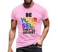 T-shirt arc-en-ciel pour homme Lesbian Gay - Imprimé à thème - Style décontracté - Motif Pride Merch Faust Pride Pride - Pride Month - Pour homme - Costume de club de fête, Rose, M