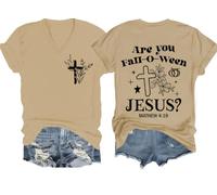 T-shirt « are You Fall O Ween Jesus, are You Fall-O-Ween Jesus », chemises citrouille d'Halloween, Kaki (col en V), XXL