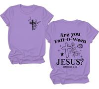T-shirt « are You Fall O Ween Jesus, are You Fall-O-Ween Jesus », chemises citrouille d'Halloween, violet clair, L