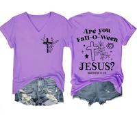 T-shirt « are You Fall O Ween Jesus, are You Fall-O-Ween Jesus », chemises citrouille d'Halloween, Violet-V, L