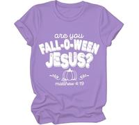 T-shirt « Are You Fall O Ween Jesus », « are You Fall-O-Ween Jesus », chemises d'Halloween citrouille pour femme et homme, violet clair, M