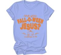 T-shirt « Are You Fall O Ween Jesus », « are You Fall-O-Ween Jesus », chemises d'Halloween citrouille pour femme et homme, Bleu (Carolina blue), XXL