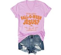 T-shirt « Are You Fall O Ween Jesus », « are You Fall-O-Ween Jesus », chemises d'Halloween citrouille pour femme et homme, Rose (col en V), XL