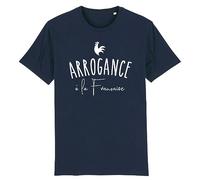 T Shirt Arrogance à la Française - pour Homme - Imprimé en France - Coton 100% Bio - Cadeau Anniversaire French Touch Original Rigolo (Marine, XL)