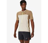 T-shirt ASICS Fujitrail Half Zip manche courte beige blanc jaune - M