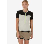 T-shirt ASICS Fujitrail Half Zip manche courte blanc noir vert fluo femme - S