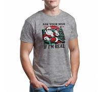 T-shirt Ask Your Mom If I'm Real pour homme, gris, S