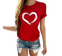T-shirt assorti pour couples, femmes, chemisier de Saint-Valentin, t-shirt à manches courtes, chemises d'amour hauts pour couples 2023, Rouge, XL