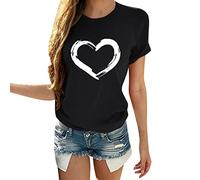 T-shirt assorti pour couples, femmes, chemisier de Saint-Valentin, t-shirt à manches courtes, chemises d'amour hauts pour couples 2023, Noir , XL