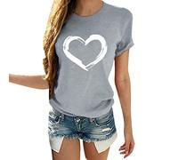 T-shirt assorti pour couples, femmes, chemisier de Saint-Valentin, t-shirt à manches courtes, chemises d'amour hauts pour couples 2023, gris, XL