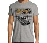 T-Shirt Automobile DS, Vintage Holidays, Voiture française, 100% Coton, imprimé en France (L, Gris chiné)