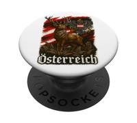 T-Shirt Autriche avec Aigle et Drapeau du cerf pour Homme et Femme PopSockets PopGrip Adhésif