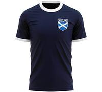 T-shirt avec badge écossais, t-shirt de supporters de l'Écosse, cadeau pour lui, soutien l'Écosse au football, au rugby et au cricket, bleu marine/blanc, M