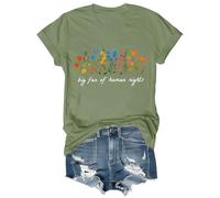 T-shirt avec col en V et col en V pour grand fan des droits de l'homme, Vert, 3XL