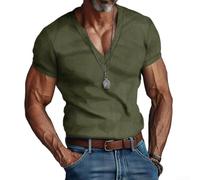 T-shirt avec coupe moderne et ajustée, adapté aux activités physiques des hommes (taille L, vert armée)