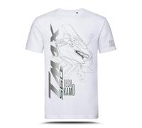 T-shirt avec graphique AZ Graphishop compatible avec Yamaha Tmax 2025 Tech Kamo TS-FM-203, Blanc, S