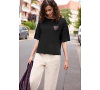 Street One Studio T-Shirt avec imprimé cœur au Look léon, Noir, Taille 40