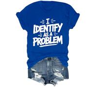 T-shirt avec inscription « I Identify As A Problem », bleu marine, S