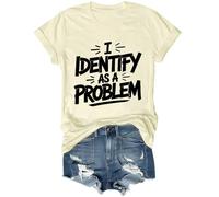 T-shirt avec inscription « I Identify As A Problem », Jaune crémeux., XL