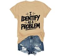 T-shirt avec inscription « I Identify As A Problem », kaki, XL