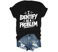 T-shirt avec inscription « I Identify As A Problem », Noir , XL