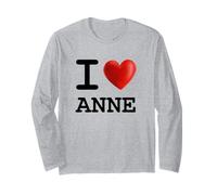 T-Shirt avec Inscription « I Love Anne » en Forme de cœur Manche Longue