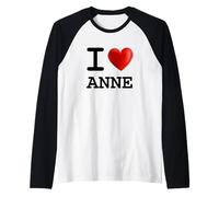 T-Shirt avec Inscription « I Love Anne » en Forme de cœur Manche Raglan