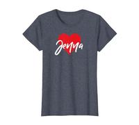 T-Shirt avec Inscription « I Love Jenna First Name » T-Shirt, Femme, Bleu Chiné, L