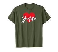 T-Shirt avec Inscription « I Love Jenna First Name » T-Shirt, Homme, Olive, L