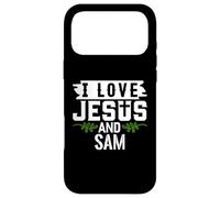 T-Shirt avec Inscription « I Love Jesus and Sam » Coque pour iPhone 17 Pro Max